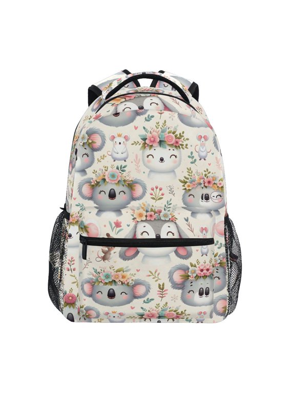 Kids Backpack Cute Koala Llama and Floral Elementary Bookbag School Bags for Girls Boys Laptop Travel Student Daypack