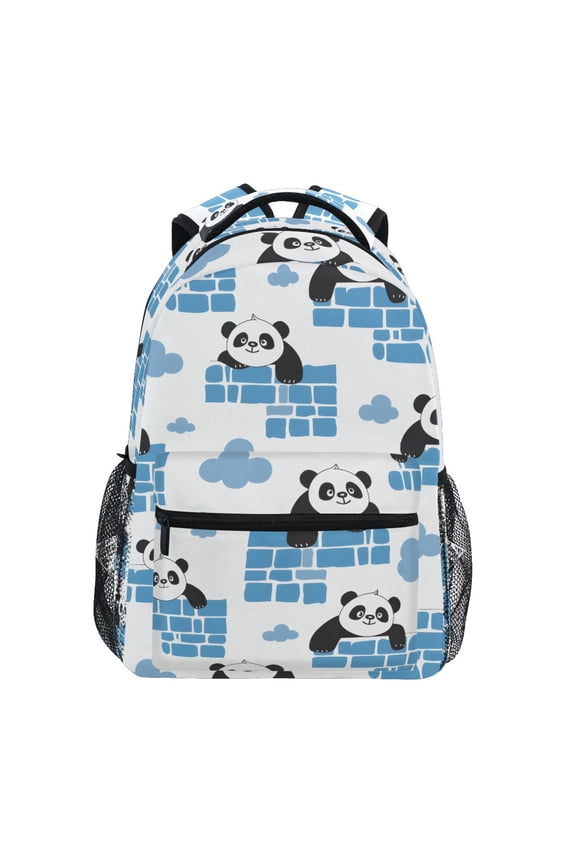 Stylish Backpack Cute Panda and Lattice Elementary Bookbag Personalized Laptop School Bags Travel Daypack