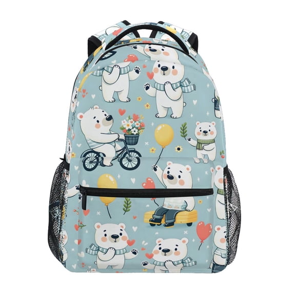 ALAZA Stylish Backpack Cute Polar Bears Riding Elementary Bookbag Personalized Laptop School Bags Travel Daypack
