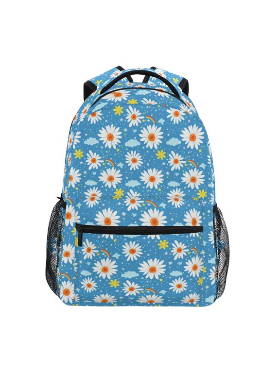 Kids Backpack Daisies and Rainbows Elementary Bookbag School Bags for Girls Boys Laptop Travel Student Daypack