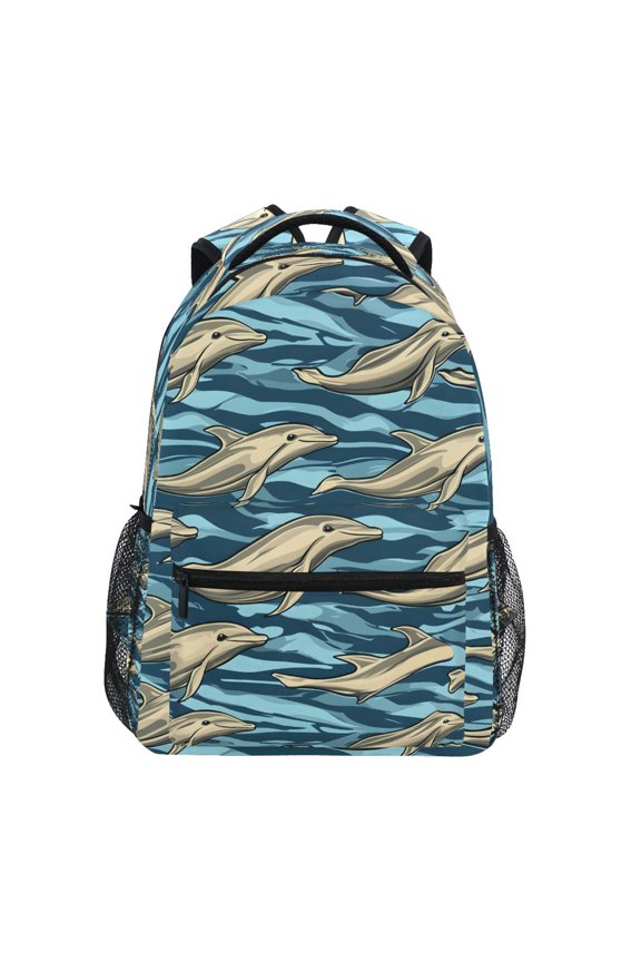 Stylish Backpack Dolphins in Ocean Elementary Bookbag Personalized Laptop School Bags Travel Daypack