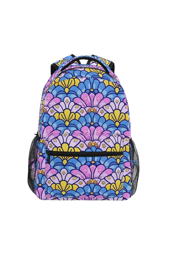 Stylish Backpack Fantasy Mermaid Scale Floral Elementary Bookbag Personalized Laptop School Bags Travel Daypack