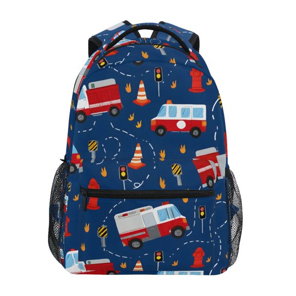 ALAZA Stylish Backpack Fire Trucks Cartoon Elementary Bookbag Personalized Laptop School Bags Travel Daypack
