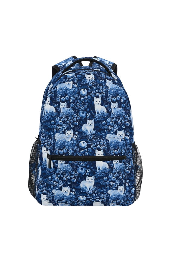 Stylish Backpack Fox in Blueberries Elementary Bookbag Personalized Laptop School Bags Travel Daypack