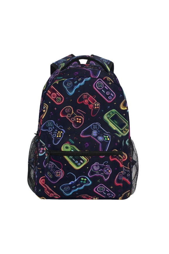 Stylish Backpack Game Controller Elementary Bookbag Personalized Laptop School Bags Travel Daypack