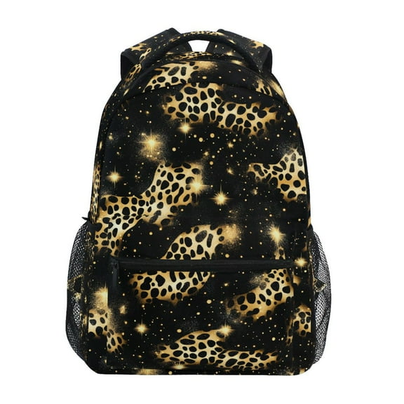ALAZA Stylish Backpack Golden Leopard Print Elementary Bookbag Personalized Laptop School Bags Travel Daypack