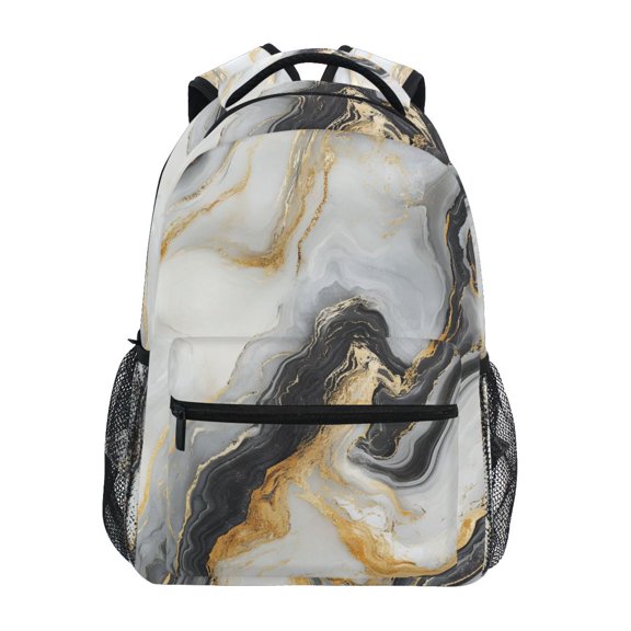 ALAZA Stylish Backpack Golden Marble White Elementary Bookbag Personalized Laptop School Bags Travel Daypack