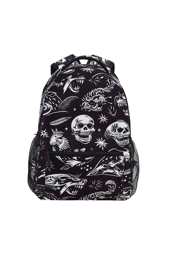 Stylish Backpack Goth Skeletons Elementary Bookbag Personalized Laptop School Bags Travel Daypack