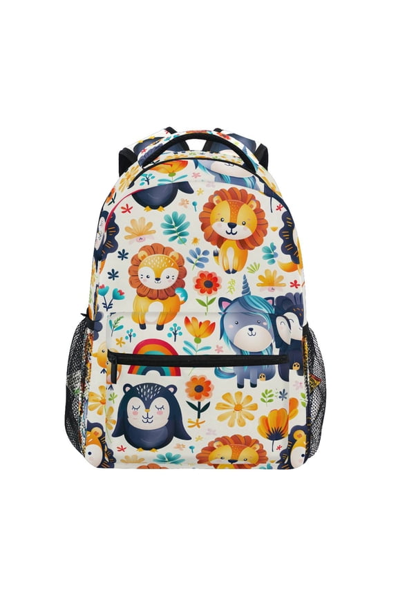 Stylish Backpack Lions Animals Floral Elementary Bookbag Personalized Laptop School Bags Travel Daypack