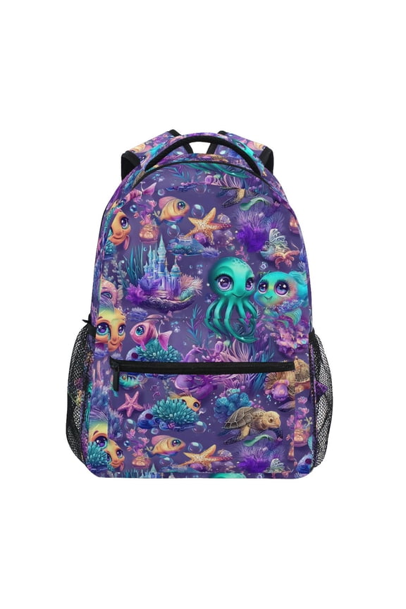 Stylish Backpack Magic Fish Ocean Castle Elementary Bookbag Personalized Laptop School Bags Travel Daypack