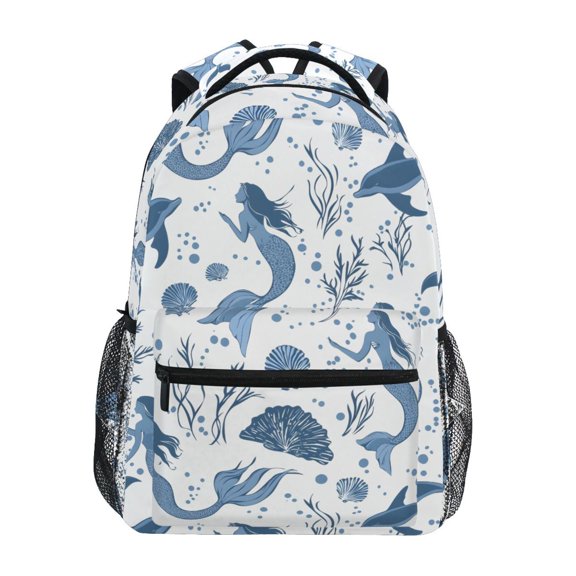 ALAZA Stylish Backpack Mermaid Dolphins Coral Elementary Bookbag Personalized Laptop School Bags Travel Daypack