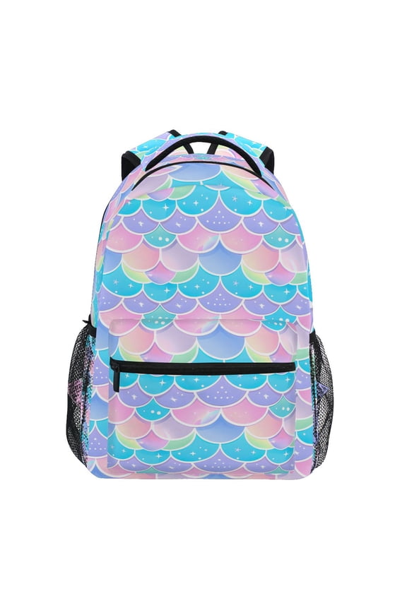 Stylish Backpack Mermaid Scales Elementary Bookbag Personalized Laptop School Bags Travel Daypack