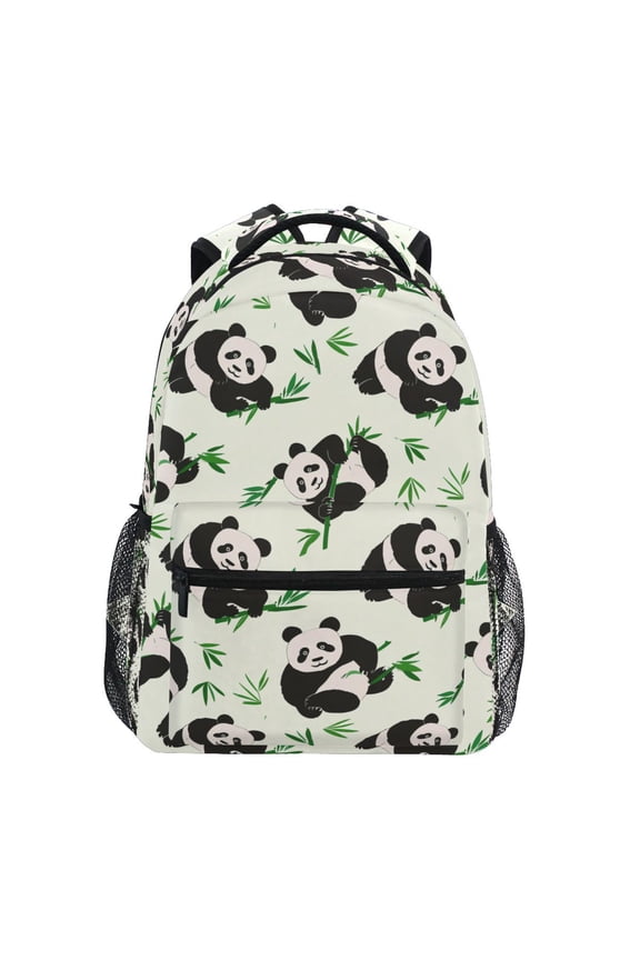 Stylish Backpack Panda Green Leaves Elementary Bookbag Personalized Laptop School Bags Travel Daypack