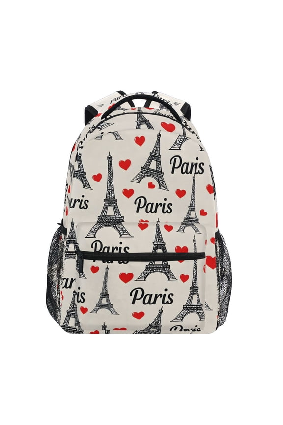 Stylish Backpack Paris Tower Hearts Elementary Bookbag Personalized Laptop School Bags Travel Daypack