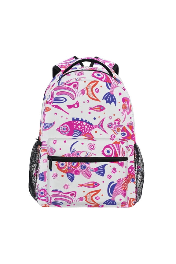 Stylish Backpack Pink Fish Elementary Bookbag Personalized Laptop School Bags Travel Daypack
