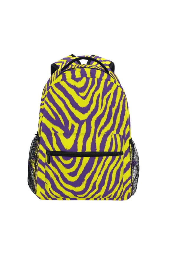 Stylish Backpack Purple Zebra Pattern Elementary Bookbag Personalized Laptop School Bags Travel Daypack