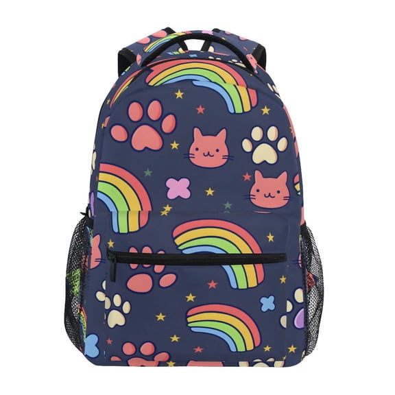 ALAZA Stylish Backpack Rainbow Cat Paw Print Elementary Bookbag Personalized Laptop School Bags Travel Daypack