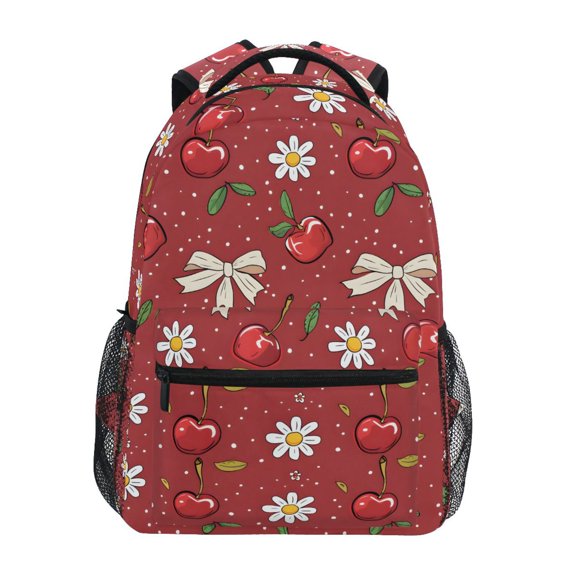 ALAZA Stylish Backpack Red Cherry with Daisy Flower Elementary Bookbag Personalized Laptop School Bags Travel Daypack