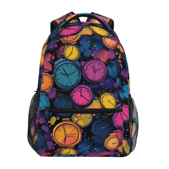 ALAZA Stylish Backpack Retro Alarm Clocks Elementary Bookbag Personalized Laptop School Bags Travel Daypack