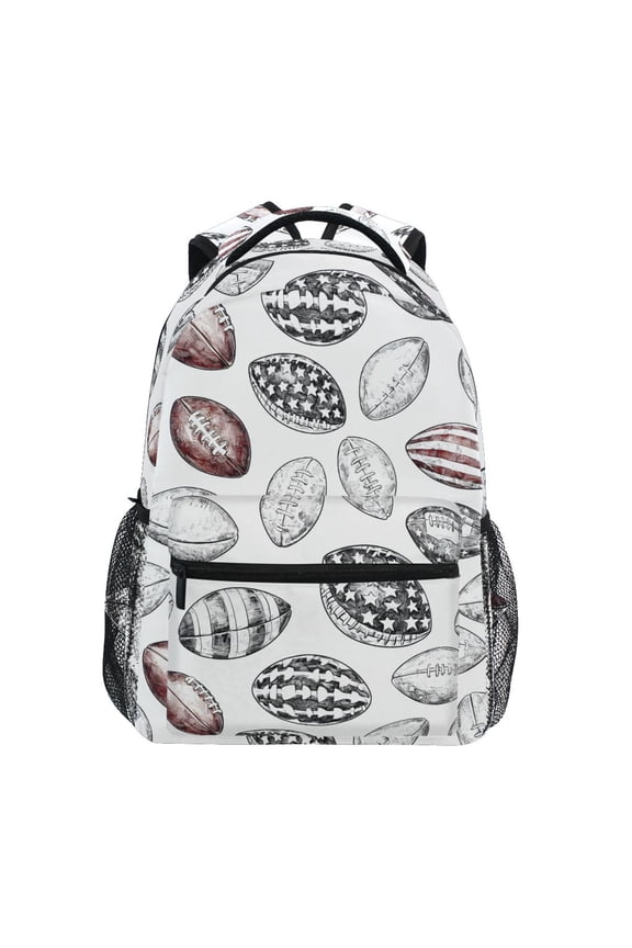 Stylish Backpack Retro Football Rugby Elementary Bookbag Personalized Laptop School Bags Travel Daypack