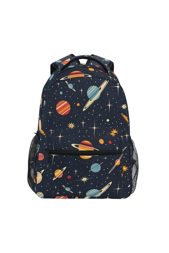 Stylish Backpack Retro Space Planets Elementary Bookbag Personalized Laptop School Bags Travel Daypack