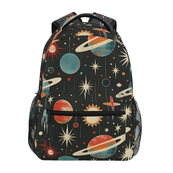 ALAZA Stylish Backpack Retro Space Planets Rockets Elementary Bookbag Personalized Laptop School Bags Travel Daypack