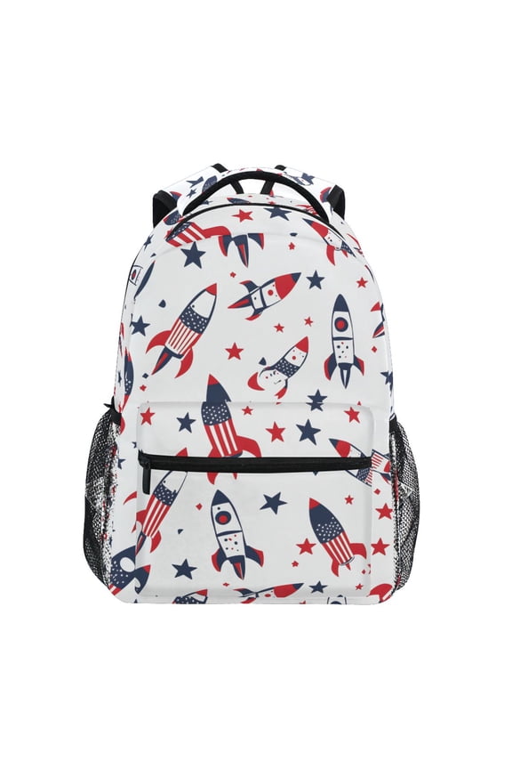 Stylish Backpack Rocket American Flag Elementary Bookbag Personalized Laptop School Bags Travel Daypack