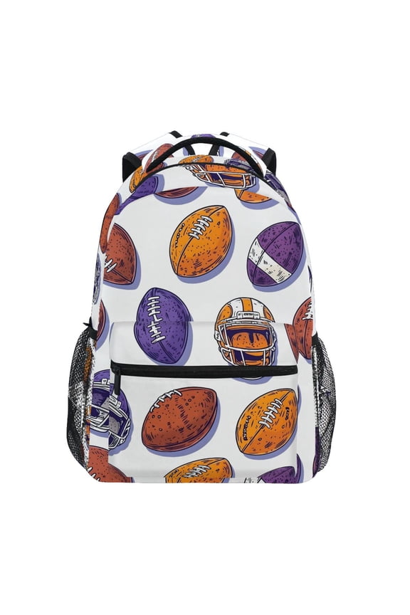 Stylish Backpack Rugby Football Balls Elementary Bookbag Personalized Laptop School Bags Travel Daypack
