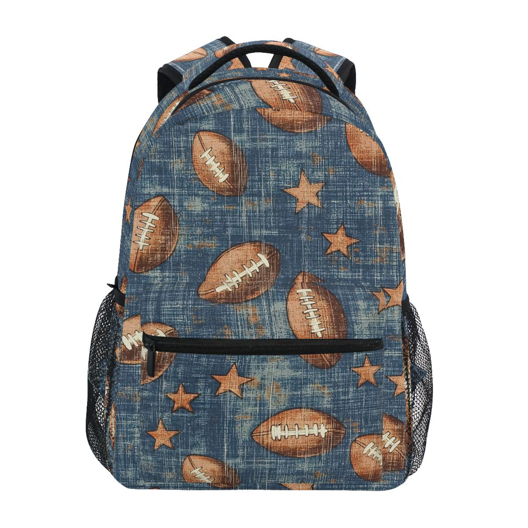 ALAZA Stylish Backpack Rugby Stars Footballs Elementary Bookbag ...