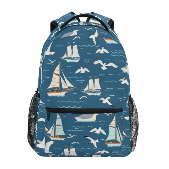 ALAZA Stylish Backpack Seagulls and Ship Elementary Bookbag Personalized Laptop School Bags Travel Daypack