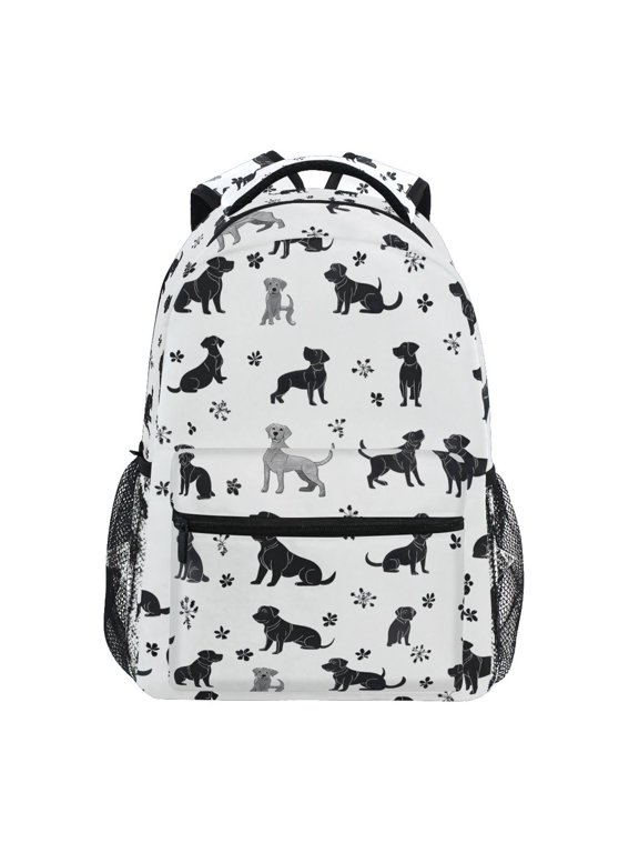 Kids Backpack Silhouette Doodle Dogs Elementary Bookbag School Bags for Girls Boys Laptop Travel Student Daypack