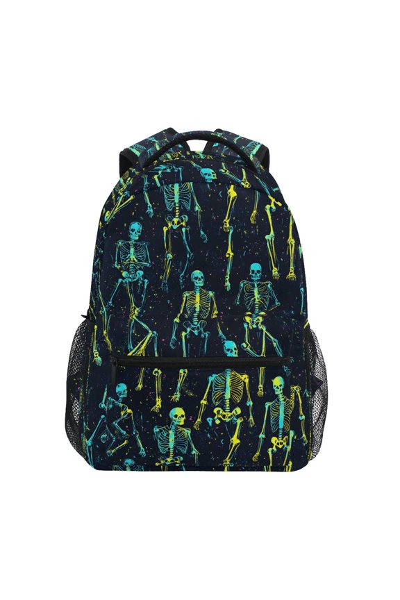 Stylish Backpack Skeletons Pattern Elementary Bookbag Personalized Laptop School Bags Travel Daypack