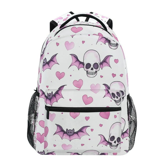 ALAZA Stylish Backpack Skull Bats Hearts Elementary Bookbag Personalized Laptop School Bags Travel Daypack