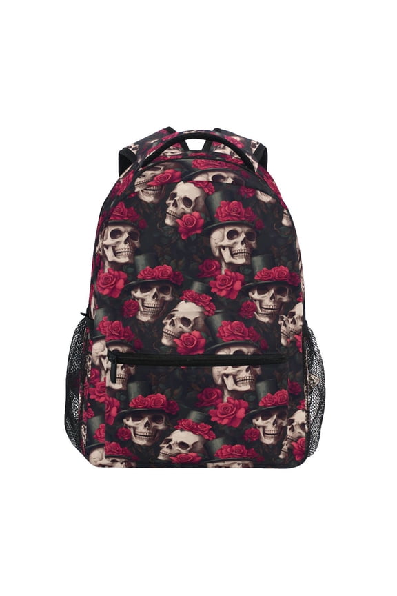 Stylish Backpack Skull Roses Flower-p2 Elementary Bookbag Personalized Laptop School Bags Travel Daypack