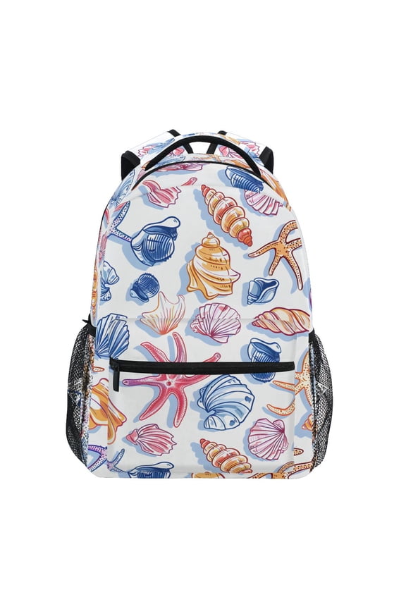 Stylish Backpack Starfish Shells Conch Elementary Bookbag Personalized Laptop School Bags Travel Daypack