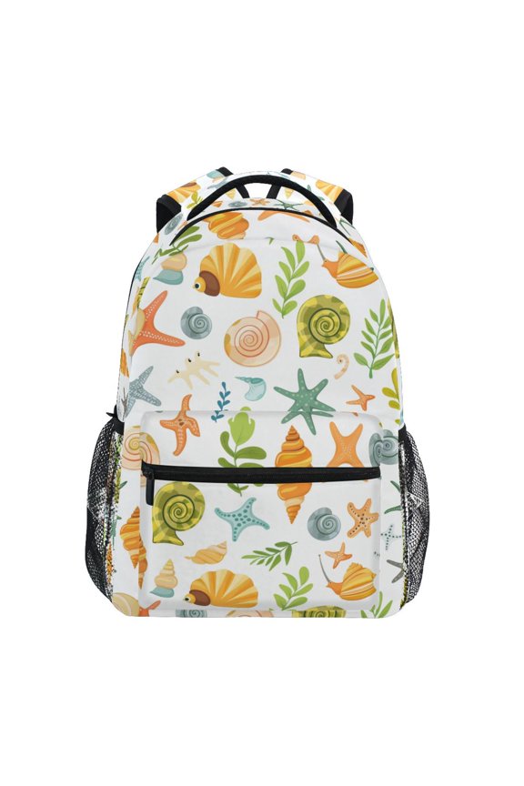 Stylish Backpack Starfish Snails Conch Elementary Bookbag Personalized Laptop School Bags Travel Daypack