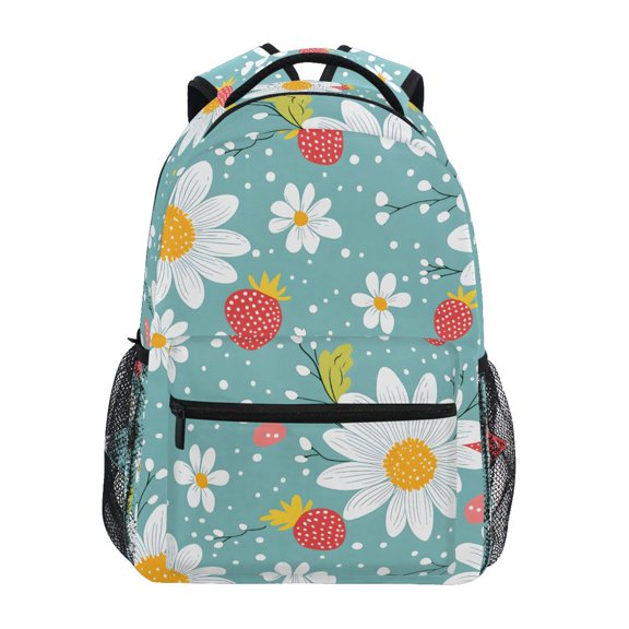 ALAZA Stylish Backpack Strawberry Daisy Floral Elementary Bookbag Personalized Laptop School Bags Travel Daypack