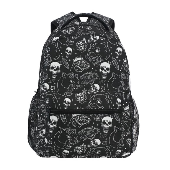ALAZA Stylish Backpack Tattoo Skeletons Tigers Elementary Bookbag Personalized Laptop School Bags Travel Daypack