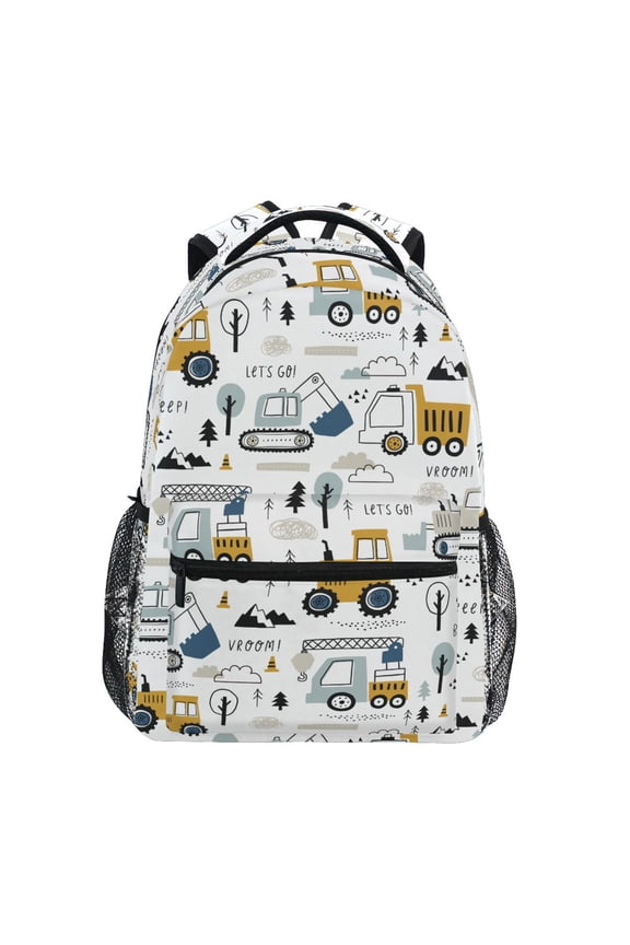 Stylish Backpack Truck Excavator Car Elementary Bookbag Personalized Laptop School Bags Travel Daypack
