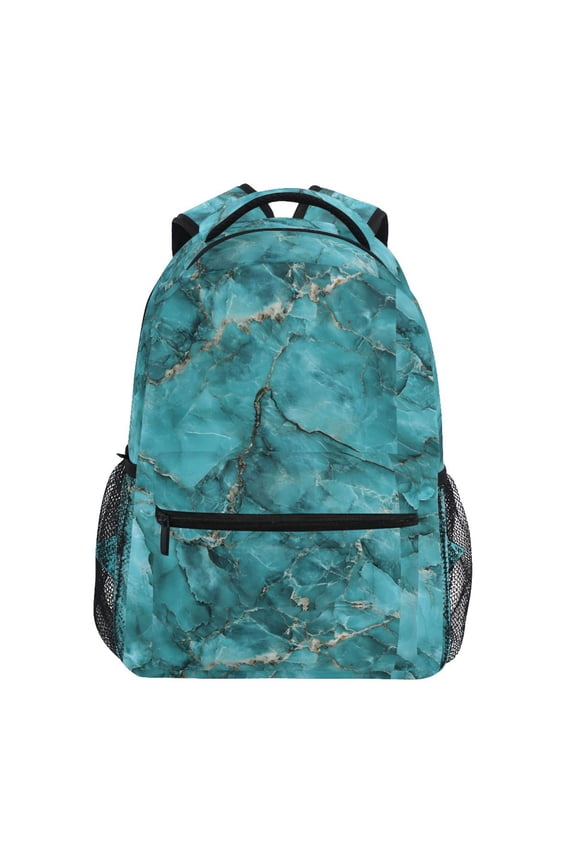 Stylish Backpack Turquoise Marble Elementary Bookbag Personalized Laptop School Bags Travel Daypack