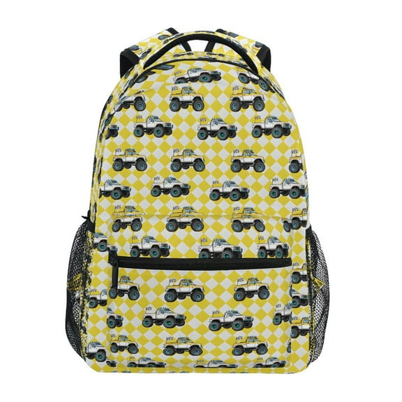 ALAZA Stylish Backpack Vehicle Car Checkered Elementary Bookbag Personalized Laptop School Bags Travel Daypack