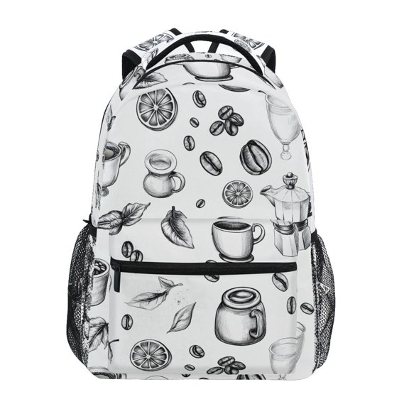 ALAZA Stylish Backpack Vintage Coffee Beans Cups Elementary Bookbag Personalized Laptop School Bags Travel Daypack