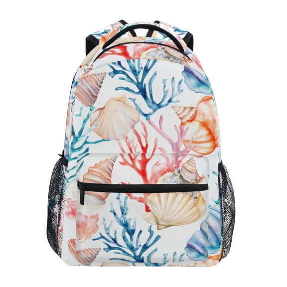 ALAZA Stylish Backpack Watercolor Seashell Coral Elementary Bookbag Personalized Laptop School Bags Travel Daypack