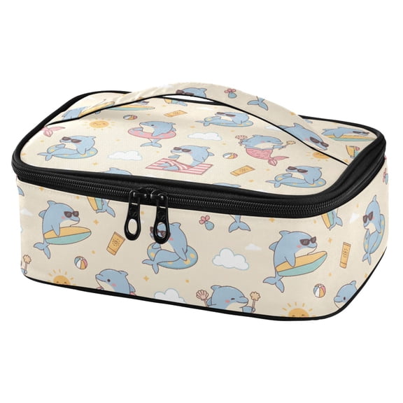 ALAZA Summer Dolphin Lunch Box Insulated Cooler Tote Bag Reusable School Picnic Travel Office