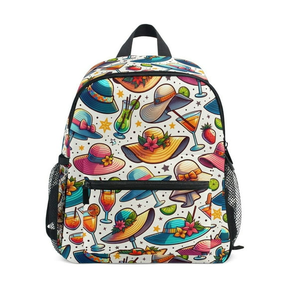 ALAZA Summer Hats Pattern School Backpack Small Bookbag Mini Bags