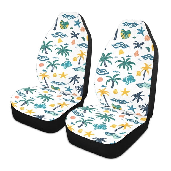 ALAZA Summer Palm Trees Car Seat Covers 2 PCs Universal Auto Front Seats Interior Protector
