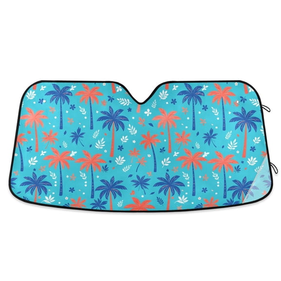 ALAZA Summer Palm Trees Pattern Car Windshield Sun Shade Foldable UV Ray Sunshade Visor Protector 57 x 31.5in