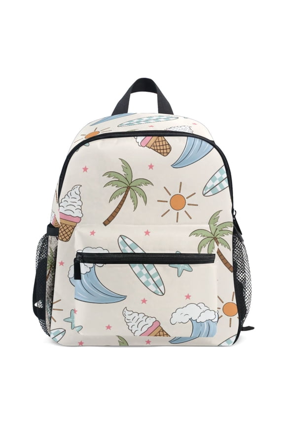 Summer Palm Trees Cream Pattern School Backpack Student Bookbag Mini Bag