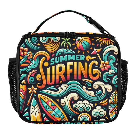 ALAZA Summer Surfing Lunch Box Insulated Lunch Bag Cooler Tote with Shoulder Strap