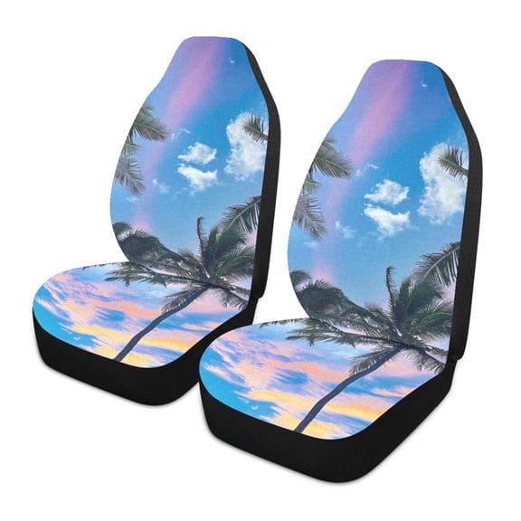 ALAZA Summer Tropical Palm Tree Car Seat Covers 2 PCs Universal Auto Front Seats Interior Protector